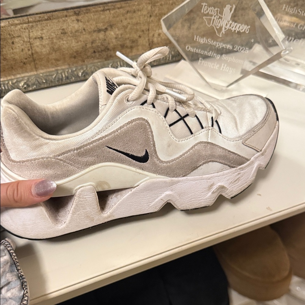 Nike Women's White and Tan Sneakers